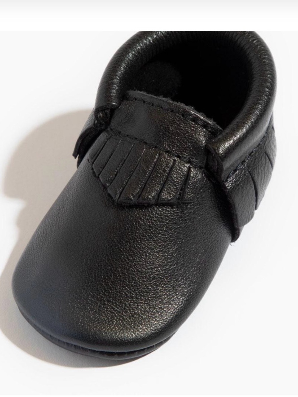 Freshly Picked Ebony/Black Leather Moccasin Baby Shoe - Picture 2 of 11